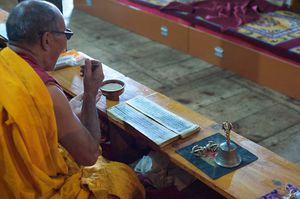 Monks have meal in the beginning of ceremony