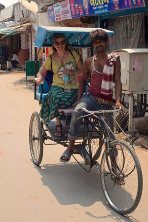 We were getting close to a heatstroke, so we hired rickshaw to get us back to hotel